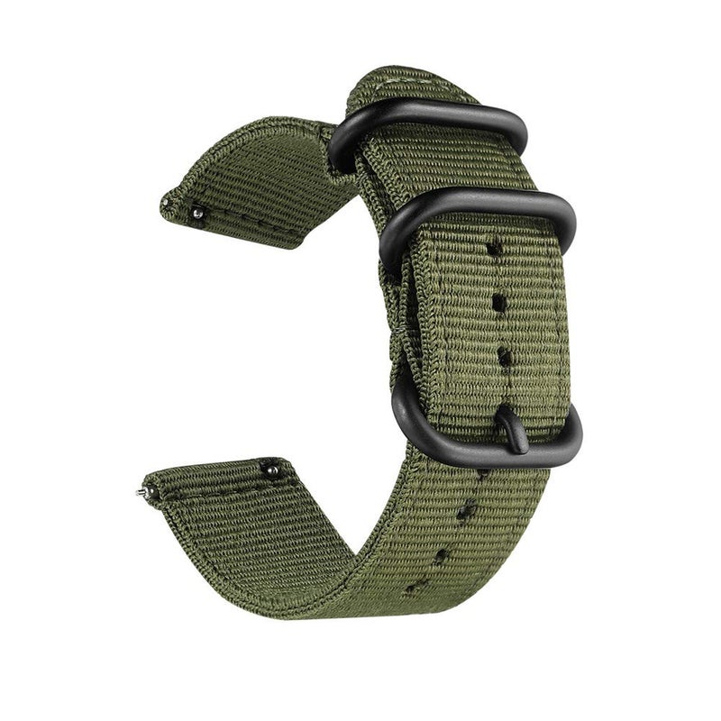 CNYMANY 20mm Universal Ballistic Watch Band, Nylon Canvas Woven Loop Replacement Strap Wristband Buckle Fastener Adjustable Closure for Smart-watch Sport Fitness Tracker - Green - Image 1